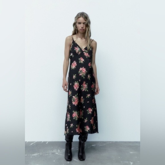 ZARA FLORAL PRINT SLIP DRESS - Picture 6 of 7